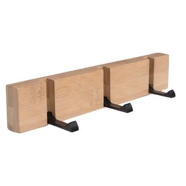 Wooden Wall Mounted Folding Rack, Modern Wall Floating Coat Hook Rack Space-Saving Coat Hanger for Coats, Hats, Scarves, Key (Wooden 3 Hooks)