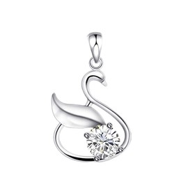 IDOLCO Women's Swan Pendant, Popular, Made of the Highest Grade Zirconia, Single CZ Zirconia, 925 Silver, Hypoallergenic, Pendant, Accessory, Valentine's Day, Christmas, Birthday Gift, Women's Jewelry, Gift Box Included, Cubic Zirconia