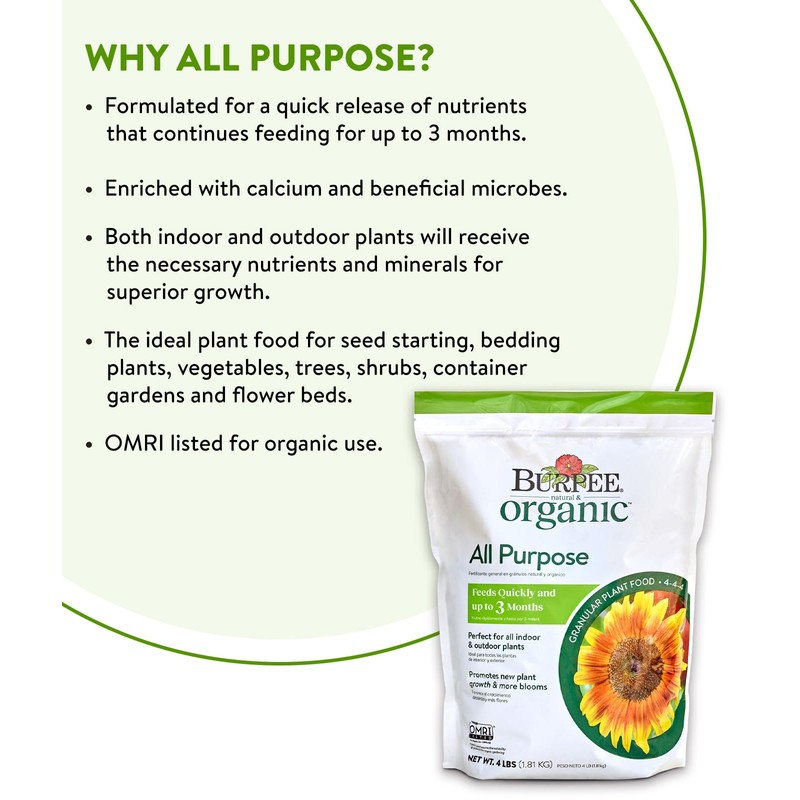 Burpee Natural Purpose Granular 4-Lb Organic Food for Growing Strong