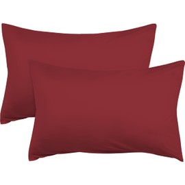 R&Z Plain Dyed Luxury Polycotton Housewife New 2 x Pillow Cases (Wine/Burgandy)