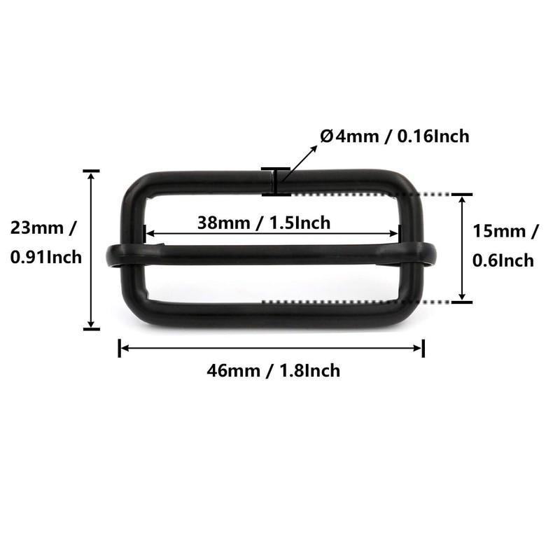 BIKICOCO hebilla metálica de ajuste deslizante tri-glides, 1-1/2 x 5/8