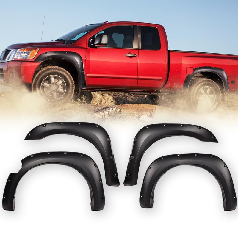 G-PLUS Pocket Riveted Fender Flares, Compatible with Nissan Titan 2004-2015