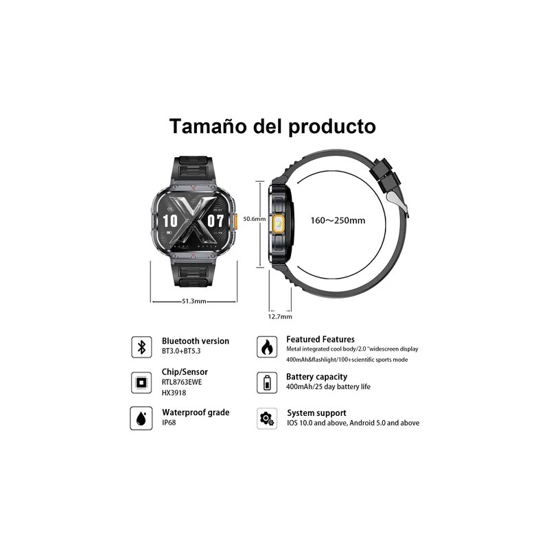 Reloj Inteligente Deportivo Para Hombre Smartwatch Mujer Llamadas Bluetooth Con