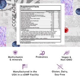 Codeage Codeage Teen Clearface Adolescent Face, Skin & Pimples, Vitamins A, C, D3, E, Pantothenic Acid, Niacin, Zinc Supplement Teenagers, Probiotics, L-Lysine, Omega-3, Oily Skin, Pores, Spots - 2 Pack