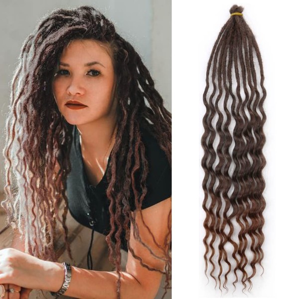 24 Inch Curly Ended Dreadlock Extensions 20 Strands/Pack Handmade Synthetic Dreads SE Braids Dreads Locs Extensions 1B/30#