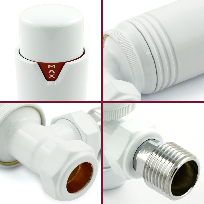 Thermostatic Radiator Valve Angled TRV – Style (All White)