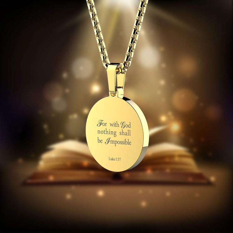 seensea Sports Pendant Necklace Baseball Inspirational Bible Verse Luke 1:37