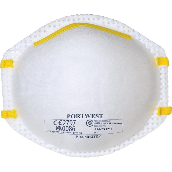 Portwest P100 Disposable FFP1 Respirator Face Mask (Pack of 20)