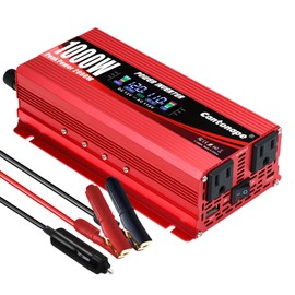 Cantonape 1000W/2000W(Peak) Car Power Inverter DC 12V to 110V/120V AC Converter with LCD Display Dual AC Outlets and Dual USB Car Charger for Car Home Laptop Truck Red