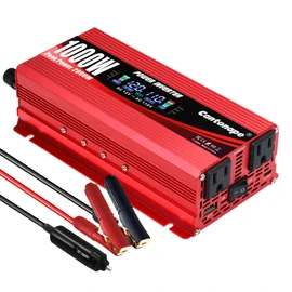 Cantonape 1000W/2000W(Peak) Car Power Inverter DC 12V to 110V/120V AC Converter with LCD Display Dual AC Outlets and Dual USB Car Charger for Car Home Laptop Truck Red