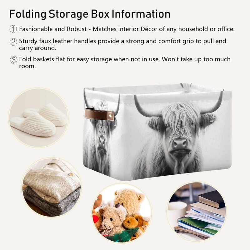 WELLDAY Storage Basket Highland Cow Closet Storage Bin Cube Organizer