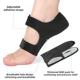 Ylkfmzy Heel Protector, Gel Heel Cushion, (Heel pad with Arch Support) for Plantar Fasciitis, Heel Pain, Achilles Tendonitis, Dry Cracked Feet, Suitable for Men and Women (Black, L(8-12))