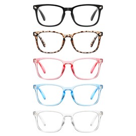 CCVOO 5 Pack Reading Glasses Blue Light Blocking, Filter UV Ray Glare Computer Readers Fashion Eyeglasses Women/Men (B4 Mix, 4.0)