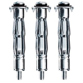 3 Pack 1/4" Zinc Plated Short Hollow Wall Anchors