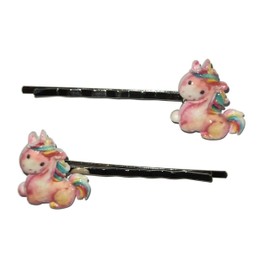 UNICORN Fantasy Animal - Handmade Bobby PIn Hair clips - Set of 2