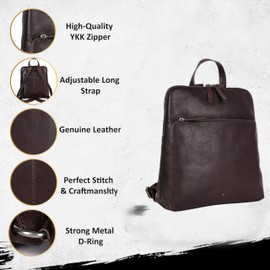 VILENCA HOLLAND Genuine Leather Backpack for Women - 12.5 Inch with Adjustable Shoulder Strap - Stylish and Durable (Chestnut)
