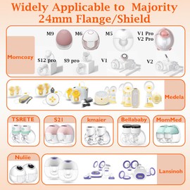 8PCS Flange Inserts 13mm Compatible with Momcozy M5/M6/M9/S12 pro/V1/pro V2 pro/eufy/Spectra/Medela/Lansinoh/Bellababy/KISSBOBO/TSRETE/S21,Reduce 24mm Tunnel Down to Correct Size