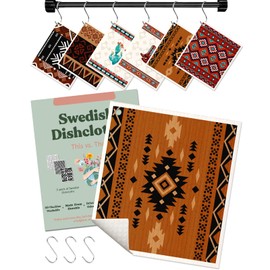 Miss Adola Swedish Dishcloths for Kitchen - Reusable 6 Pack Swedish Dish Cloths with Hook Fast Drying Swedish Towels for Washing Dishes Cute Funny Swedish Cleaning Sponge Cloths, Brown Cowboy