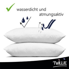 Twillie Set of 2 Waterproof Cushion Covers - for Pillow 40 x 80 cm - Oeko Tex® Zert Pillowcase Jersey Micro Breathable - Ultra Thin and Ultra Soft - Zip