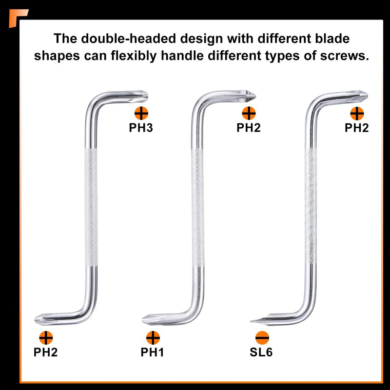 sourcing map 5pcs Offset Screwdriver Set PH3/PH2 PH2/PH1 PH2/SL6 Phillips