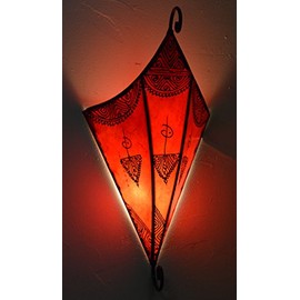 Henna Lamps & Sconces Moroccan Handmade Goat Leather Sconce Henna Tattoo Shade Red
