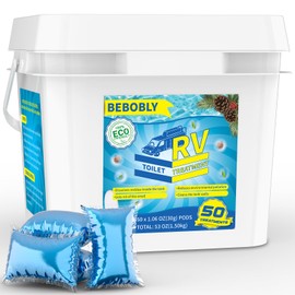 BEBOBLY RV Toilet Treatment Drop Ins, Extra Strength Septic Tank Treatment & Cleaner, Waste Breakdown/Odor Control, RV Black Tank Treatment for RVs, Boats & Portable Toilets, Odor Eliminator (50 Pack)