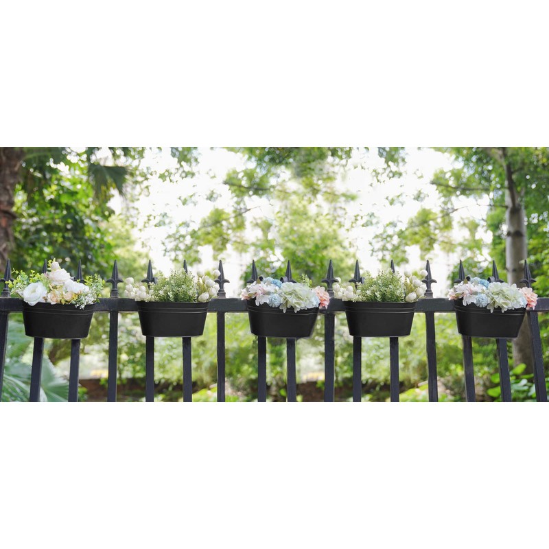 Dahey 10.5 Inch Metal Iron Hanging Flower Pots for Railing