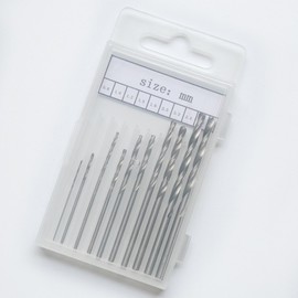 Craft Tools for Pin Vices, Replacement Drills 0.03 - 0.12 inches (0.8 - 3.0 mm), Set of 10 Types with Storage Case