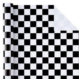 WRAPAHOLIC Checkered Flag Wrapping Paper Roll - 17 Inch x 33 Feet - Race Car Wrapping Paper for Kids Birthday, Girls Boys Birthday, Baby Shower