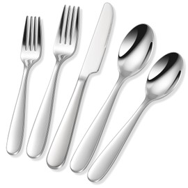 EUIRIO 20-Piece Silverware Set, Stainless Steel Classic Cutlery Set for 4, Heavy Duty Mirror Flatware Set, Food-Grade Utensil Sets Includes Spoons Forks and Knives Dishwasher Safe
