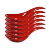 Xmomx 6 pcs Red Soup Spoon Round-Bottom Asia Porcelain Ceramic