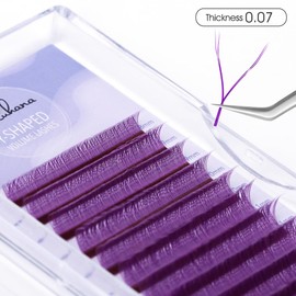 NATUHANA YY Eyelash Extension 0.07mm C Curl 8-14mm Mixed Makeup Tray Lash Supplies Premade Fans Y Shape Volume Lash 12Raws/Case Premium Faux Mink False Lash Extensions (8-14 MIX, purple;0.07 C)