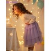 Girls Tulle Skirts Flowy Ruffle Mesh Elastic Waist Midi Tutu