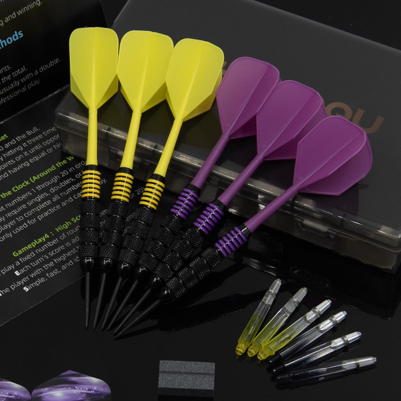 HUANQU 6 Pack Steel Tip Darts,Professional 24 Grams Metal Dart