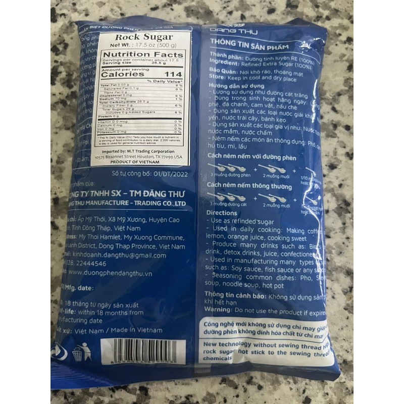 Dang Thu Rock Sugar Candy SMALL LUMP CANDY 17.6oz/ Pack