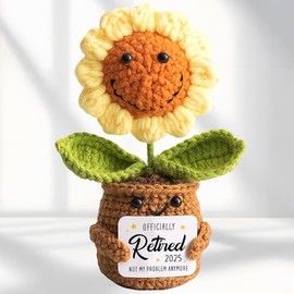2025 Crochet Sunflower Retirement Goodbye Gifts With A Card-Not My Problem Anymore-For Teacher Woman Mother Boss Coworkers Friend Nurse Birthday Retirement
