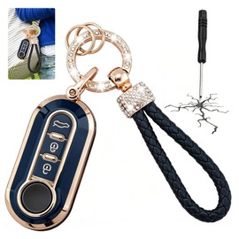 BIVYAX Key Cover with Pendant for Fiat 500 Accessories, Personal Key Fob, Effectively Protects Your Car Keys, Compatible with Fiat 500, 500X, 500C, Panda, Punto and Other Models