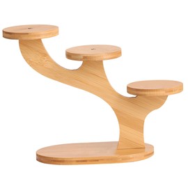 Wood Small Plant Stand, 3 Tier Window Sill Plant Shelf, Round Tabletop Stand, Space-saving Desktop for Office/Bedroom/Dining Room/Study, Mini , Window Sill Shelf