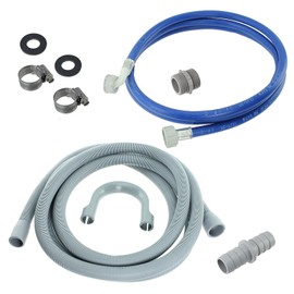 Qualtex 2.5M Universal Dishwasher Fill Water & Waste Drain Hose Extension Kit
