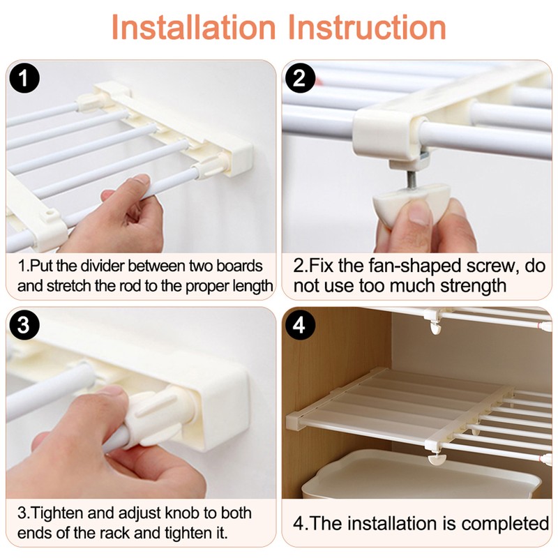Adjustable Telescopic Storage Rack Cupboard Wardrobe Closet Divider Partition Shelf