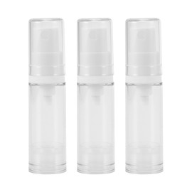 VOCOSTE Vacuum Bottle, Transparent, Refill Bottle, Portable, Liquid, Emulsion, Cosmetics, Travel Supplies, 3 Pieces, 0.2 fl oz (5 ml)