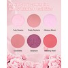 Make-up Rouge Palette with Blush Brush, 6 Colours, Matte Blush