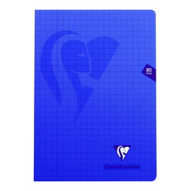 Clairefontaine Mimesys 303210C Exercise Book DIN A4 21 x 29.7 cm 40 Sheets 90 g Stapled Squared 10 x 10 with Margin Polypropylene Cover Assorted Colours Pack of 1