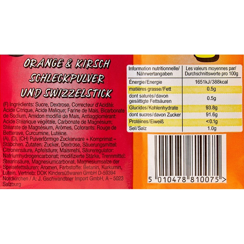 Swizzel Double Dip Orange and Cherry Stick, 36 x 19