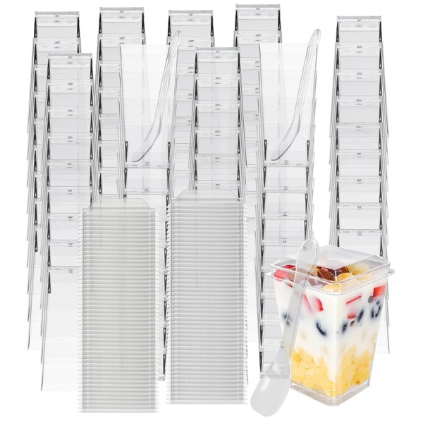 ACXFOND 100 Pack 3 oz Square Mini Dessert Cups with