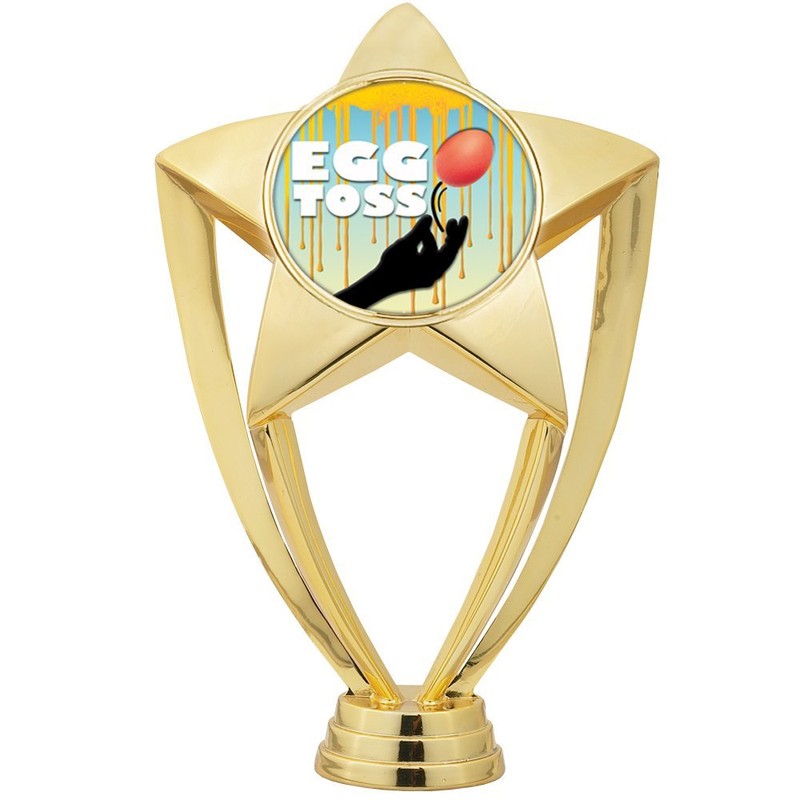 6" Gold Egg Toss Trophies - Egg Toss Games Trophy