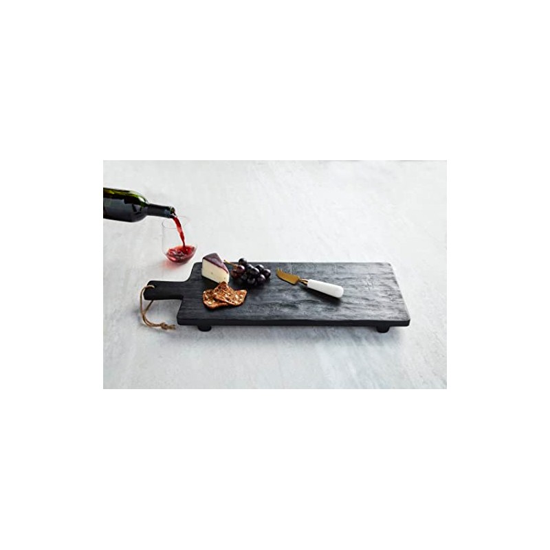 Mud Pie Black Footed Serving Board Set; board 8" x
