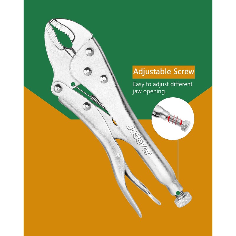 Jadever 10-Inch Locking Jaw Pliers, Curved Jaw Vise Grip Pliers,