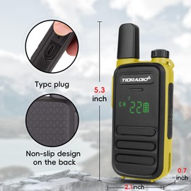 TIDRADIO TD-M11 Walkie Talkies Waterproof IP67 FRS Long Range Two Way Radio with LED Display,NOAA Weather,Walky Talkiy for Industry, Security Work (2 Pack) Black ＆ Yellow