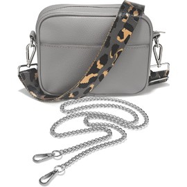 Lily England Cross Body Bag Women, Over Shoulder Bags with Adjustable Wide Strap & Chain, Versatile Crossbody Bags for Women & Ladies Handbags, Grey